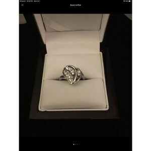 New~Pretty Silver Sim Diamond Heart Swirl Promise Style Ring Sz 6
